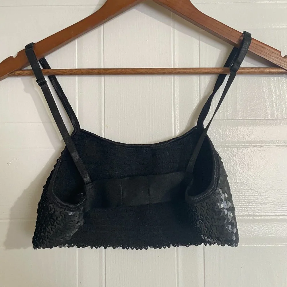 Out From Under Black Sequin Crop Tank Top - Picture 3 of 5